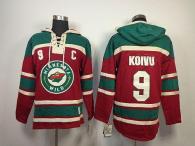 Minnesota Wild -9 Mikko Koivu Red Sawyer Hooded Sweatshirt Stitched NHL Jersey