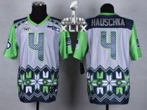 Nike Seattle Seahawks #4 Steven Hauschka Grey Super Bowl XLIX Men‘s Stitched NFL Elite Noble Fashion