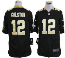 Nike Saints -12 Marques Colston Black Team Color Stitched NFL Game Jersey