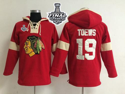 Chicago Blackhawks -19 Jonathan Toews Red 2015 Stanley Cup Pullover NHL Hoodie