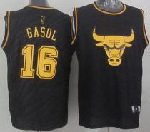 Chicago Bulls -16 Pau Gasol Black Precious Metals Fashion Stitched NBA Jersey