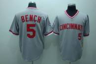 Mitchell and Ness Cincinnati Reds -5 Johnny Bench Stitched Grey Throwback MLB Jersey