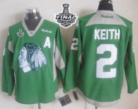 Chicago Blackhawks -2 Duncan Keith Green Practice 2015 Stanley Cup Stitched NHL Jersey