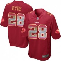 Nike 49ers -28 Carlos Hyde Red Team Color Stitched NFL Limited Strobe Jersey