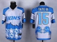 Nike Detroit Lions -15 Golden Tate III Blue NFL Elite Noble Fashion Jersey