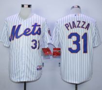 New York Mets -31 Mike Piazza White Blue Strip Home Cool Base Stitched MLB Jersey