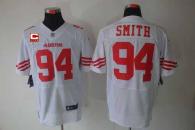 Nike San Francisco 49ers -94 Justin Smith White With C Patch Mens Stitched NFL Elite Jersey