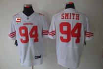 Nike San Francisco 49ers -94 Justin Smith White With C Patch Mens Stitched NFL Elite Jersey
