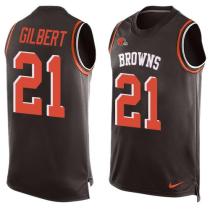 Nike Browns -21 Justin Gilbert Brown Team Color Stitched NFL Limited Tank Top Jersey