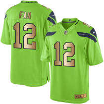 Nike Seahawks -12 Fan Green Stitched NFL Limited Gold Rush Jersey