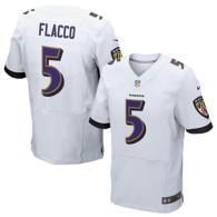 Nike Ravens -5 Joe Flacco White Men's Stitched NFL New Elite Jersey