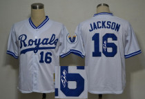 Mitchell and Ness Autographed MLB Kansas City Royals -16 Bo Jackson White Stitched Thrwoback Jersey