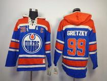 Edmonton Oilers -99 Wayne Gretzky Light Blue Sawyer Hooded Sweatshirt Stitched NHL Jersey