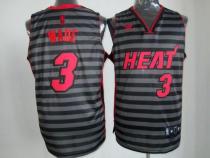 Miami Heat -3 Dwyane Wade Black Grey Groove Stitched NBA Jersey
