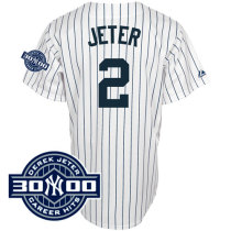 New York Yankees -2 Derek Jeter White W 3000 Hits Patch Stitched MLB Jersey
