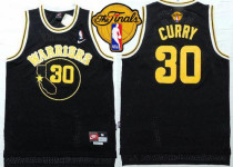 Golden State Warriors -30 Stephen Curry Black Nike Throwback The Finals Patch Stitched NBA Jersey