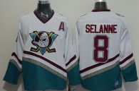 Anaheim Ducks -8 Teemu Selanne White CCM Throwback Stitched NHL Jersey