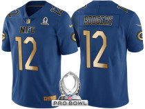 GREEN BAY PACKERS -12 AARON RODGERS NFC 2017 PRO BOWL BLUE GOLD LIMITED JERSEY