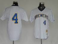 Mitchell and Ness Milwaukee Brewers -4 Paul Molitor Stitched White Throwback MLB Jersey