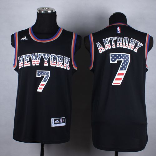 New York Knicks -7 Carmelo Anthony Black USA Flag Fashion Stitched NBA Jersey