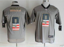 Nike New Orleans Saints -9 Drew Brees Grey NFL Elite USA Flag Fashion Jersey