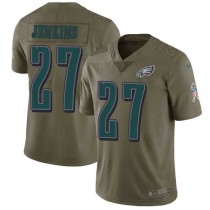 Nike Eagles -27 Malcolm Jenkins Olive Stitched NFL Limited 2017 Salute To Service Jersey