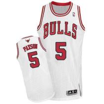 Revolution 30 Chicago Bulls -5 John Paxson White Stitched NBA Jersey
