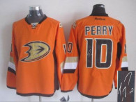 Autographed NHL Anaheim Ducks -10 Corey Perry Orange Stitched Jersey