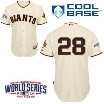 San Francisco Giants #28 Buster Posey Cream Cool Base W 2014 World Series Patch Stitched MLB Jersey