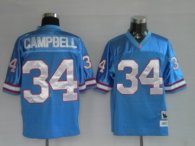 Mitchell & Ness Oilers -34 Earl Campbell Baby Blue Stitched Throwback NFL Jersey