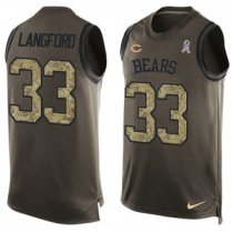 Nike Bears -33 Jeremy Langford Green Stitched NFL Limited Salute To Service Tank Top Jersey