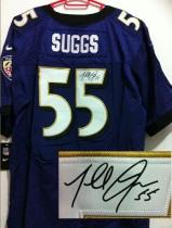 Nike Ravens -55 Terrell Suggs Purple Team Color Men's Stitched NFL Elite Autographed Jersey