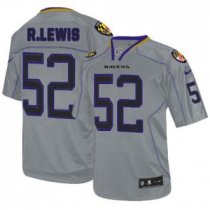 Nike Ravens -52 Ray Lewis Lights Out Grey Stitched NFL Elite Jersey