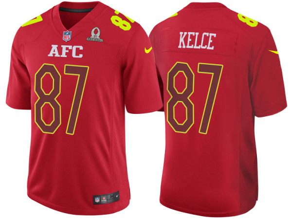 2017 PRO BOWL AFC TRAVIS KELCE RED GAME JERSEY