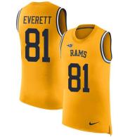 Nike Rams -81 Gerald Everett Gold Stitched NFL Limited Rush Tank Top Jersey