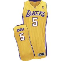 Los Angeles Lakers -5 Robert Horry Gold Throwback Stitched NBA Jersey