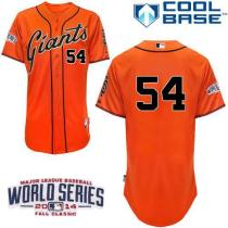 San Francisco Giants #54 Sergio Romo Orange Cool Base W 2014 World Series Patch Stitched MLB Jersey