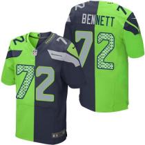 Nike Seahawks -72 Michael Bennett Steel Blue Green Stitched NFL Elite Split Jersey