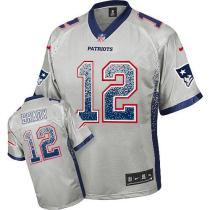 Nike New England Patriots -12 Tom Brady Grey Mens Stitched NFL Elite Drift Fashion Jersey