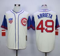 Chicago Cubs -49 Jake Arrieta Cream Blue 1942 Turn Back The Clock Stitched MLB Jersey