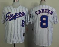Mitchell And Ness 1982 Expos -8 Gary Carter White Black Strip Throwback Stitched MLB Jersey