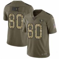 Nike 49ers -80 Jerry Rice Olive Camo Stitched NFL Limited 2017 Salute To Service Jersey