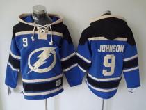 Tampa Bay Lightning -9 Tyler Johnson Blue Sawyer Hooded Sweatshirt Stitched NHL Jersey