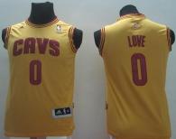 Revolution 30 Cleveland Cavaliers #0 Kevin Love Gold Stitched Youth NBA Jersey