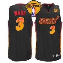 Miami Heat -3 Dwyane Wade Black Finals Patch Stitched NBA Vibe Jersey