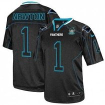 Nike Panthers -1 Cam Newton Lights Out Black With 20TH Season Patch Stitched Jersey