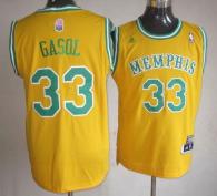 Memphis Grizzlies -33 Marc Gasol Yellow ABA Hardwood Classic Stitched NBA Jersey