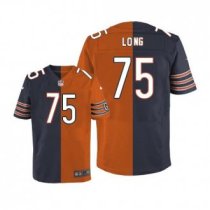 Nike Bears -75 Kyle Long Navy Blue Orange Stitched NFL Elite Split Jersey