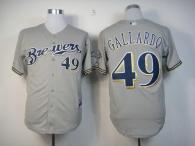 Milwaukee Brewers -49 Yovani Gallardo Stitched Grey MLB Jersey