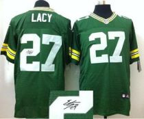 Nike Green Bay Packers #27 Eddie Lacy Green Team Color Men's Stitched NFL Elite Autographed Jersey
